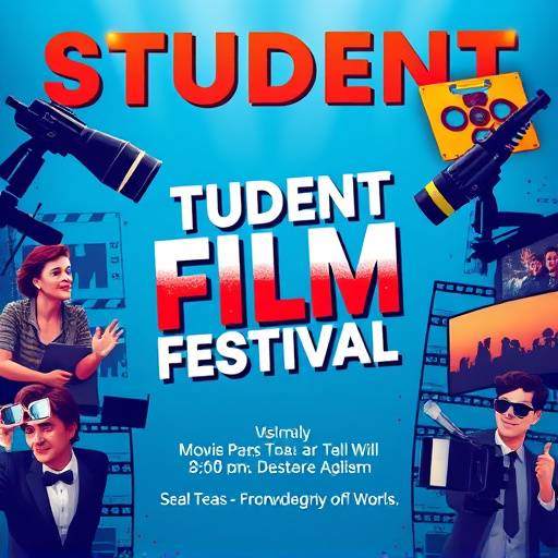 Affiche du Festival du Court M√©trage √âtudiant, avec des images de films et des couleurs vives.