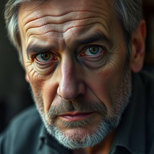 Portrait d'Alain Bernard, directeur de la photographie et professeur, regardant attentivement l'objectif
